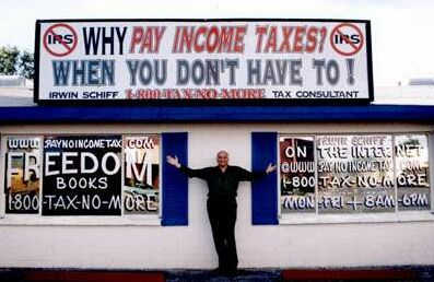 Irwin Schiff in front of the Freedom Books Store